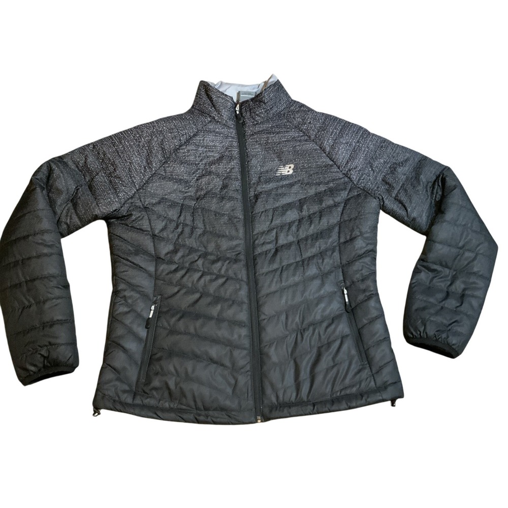New Balance Quilted Puffer Jacket RN130893 Polyester Black Gray Large